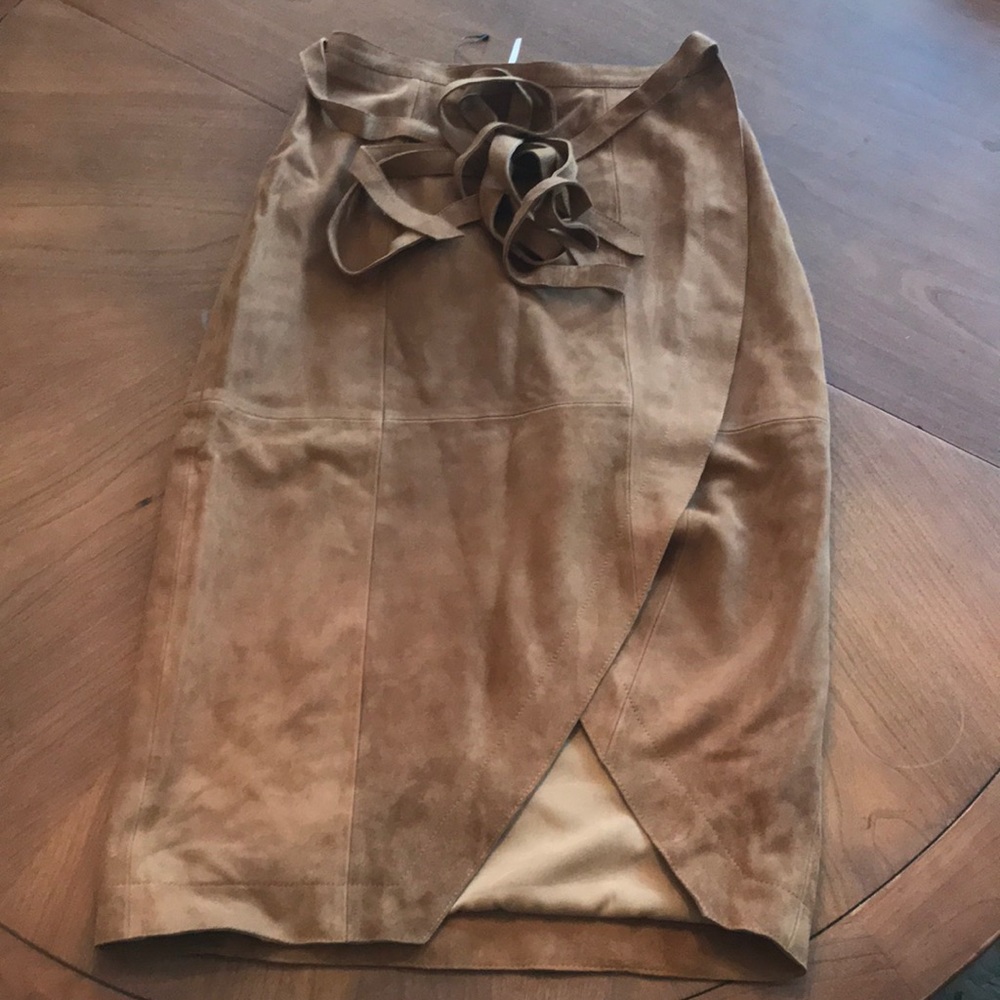 Free People Wrap Suede Skirt 4 Brown